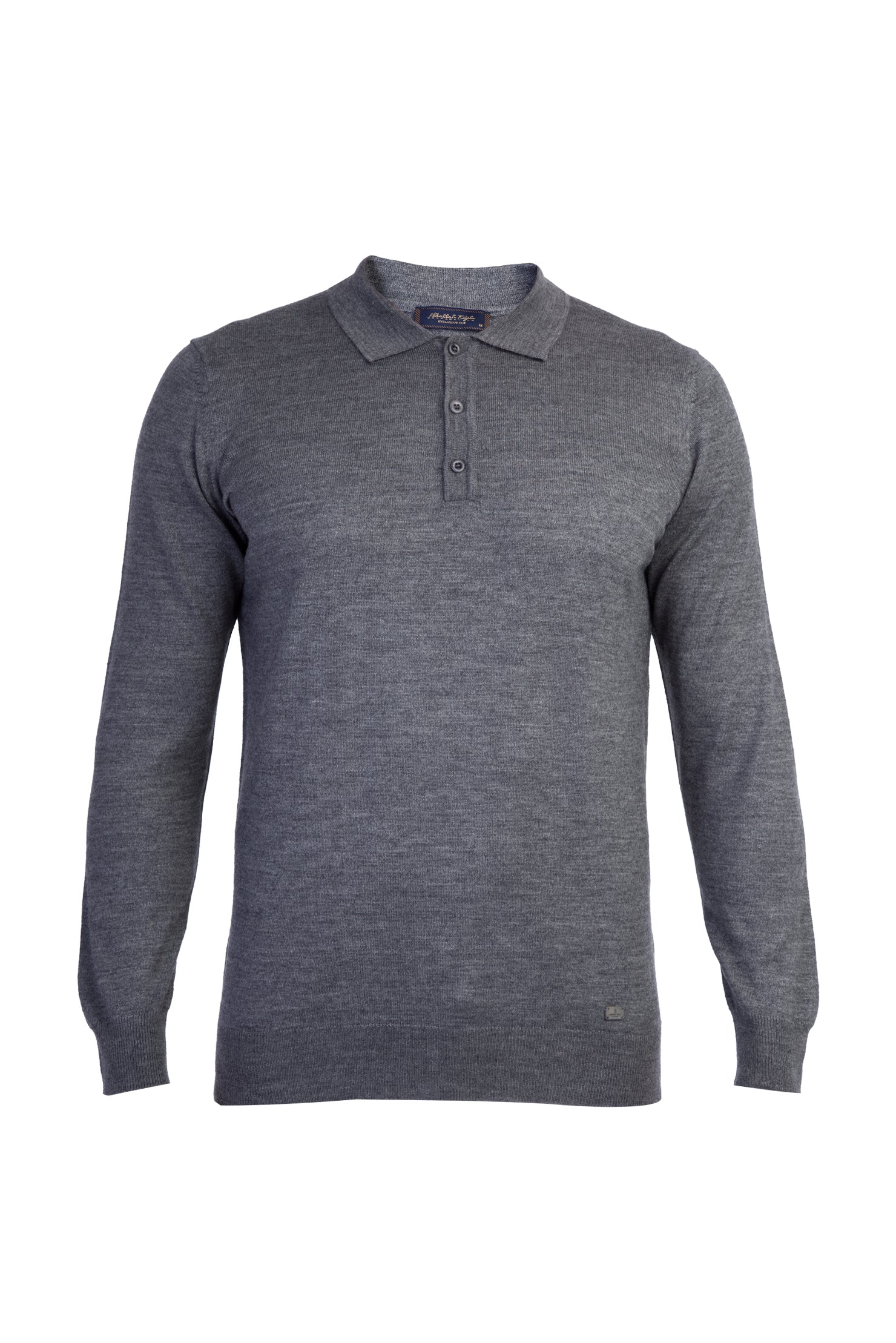 Orta Füme Polo Yaka Regular Fit Yünlü Triko Kazak