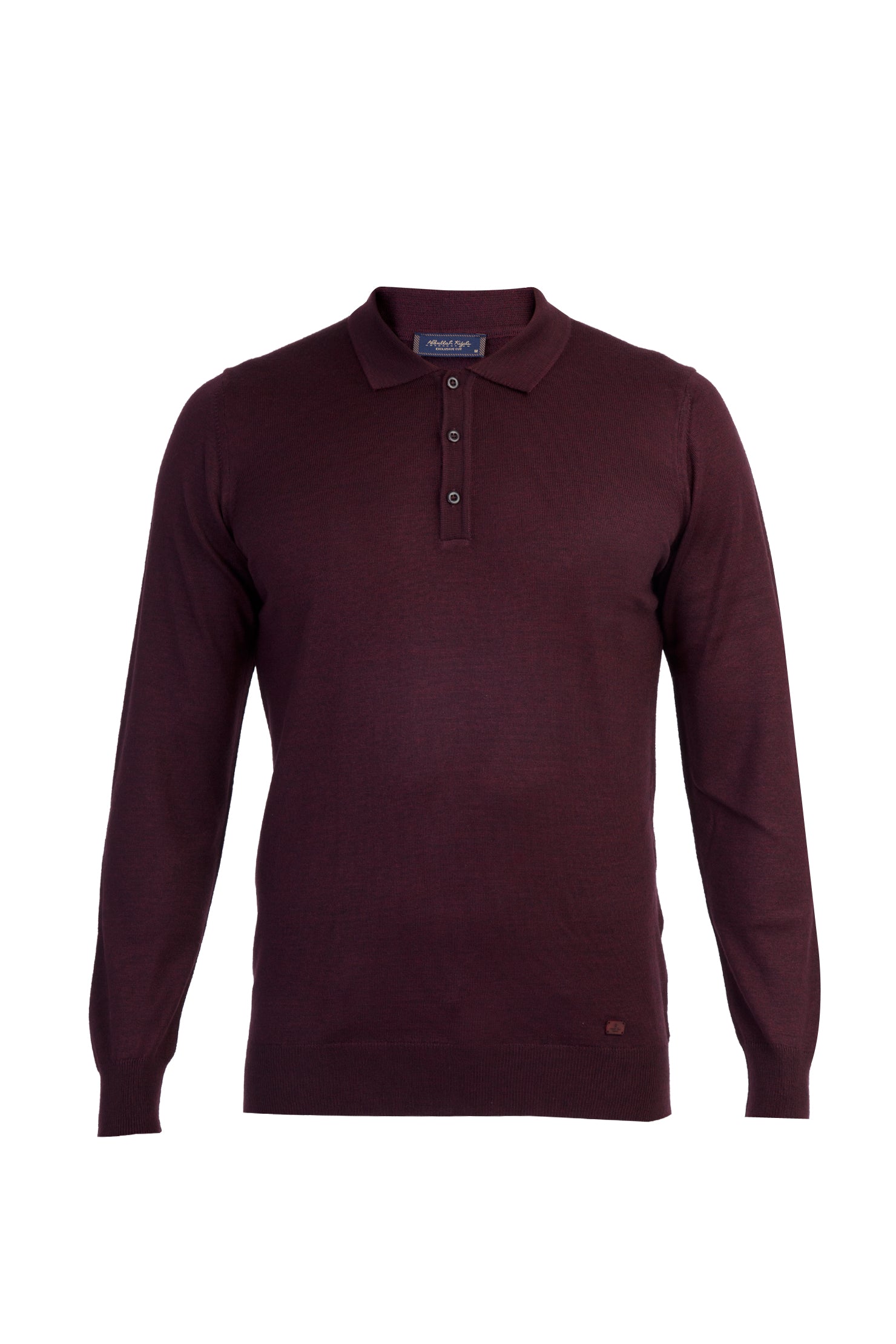 Bordo Polo Yaka Regular Fit Yünlü Triko Kazak