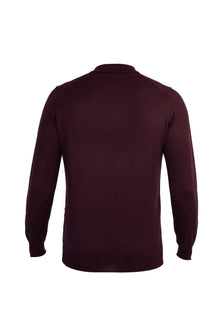 Bordo Polo Yaka Regular Fit Yünlü Triko Kazak