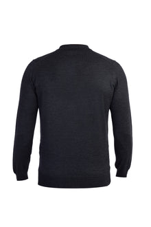 Antrasit Polo Yaka Regular Fit Yünlü Triko Kazak