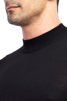 Siyah Yarım Balıkçı Yaka Regular Fit Yünlü Triko Kazak