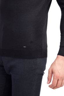 Siyah Yarım Balıkçı Yaka Regular Fit Yünlü Triko Kazak