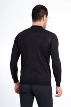 Siyah Yarım Balıkçı Yaka Regular Fit Yünlü Triko Kazak