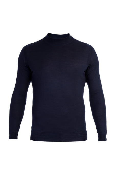 Lacivert Yarım Balıkçı Yaka Regular Fit Yünlü Triko Kazak