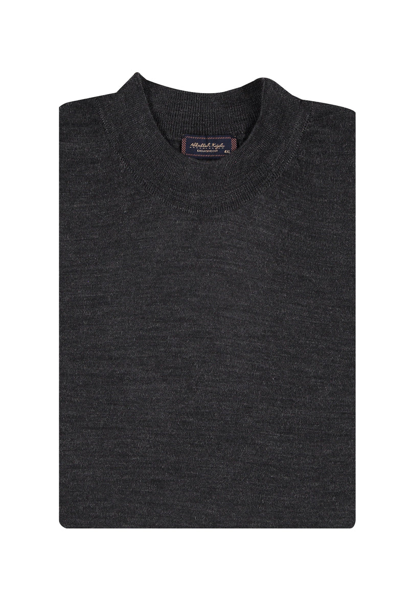 Antrasit Büyük Beden Yarım Balıkçı Yaka Regular Fit Yünlü Triko Kazak