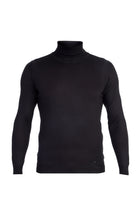 Siyah Balıkçı Yaka Regular Fit Yünlü Triko Kazak