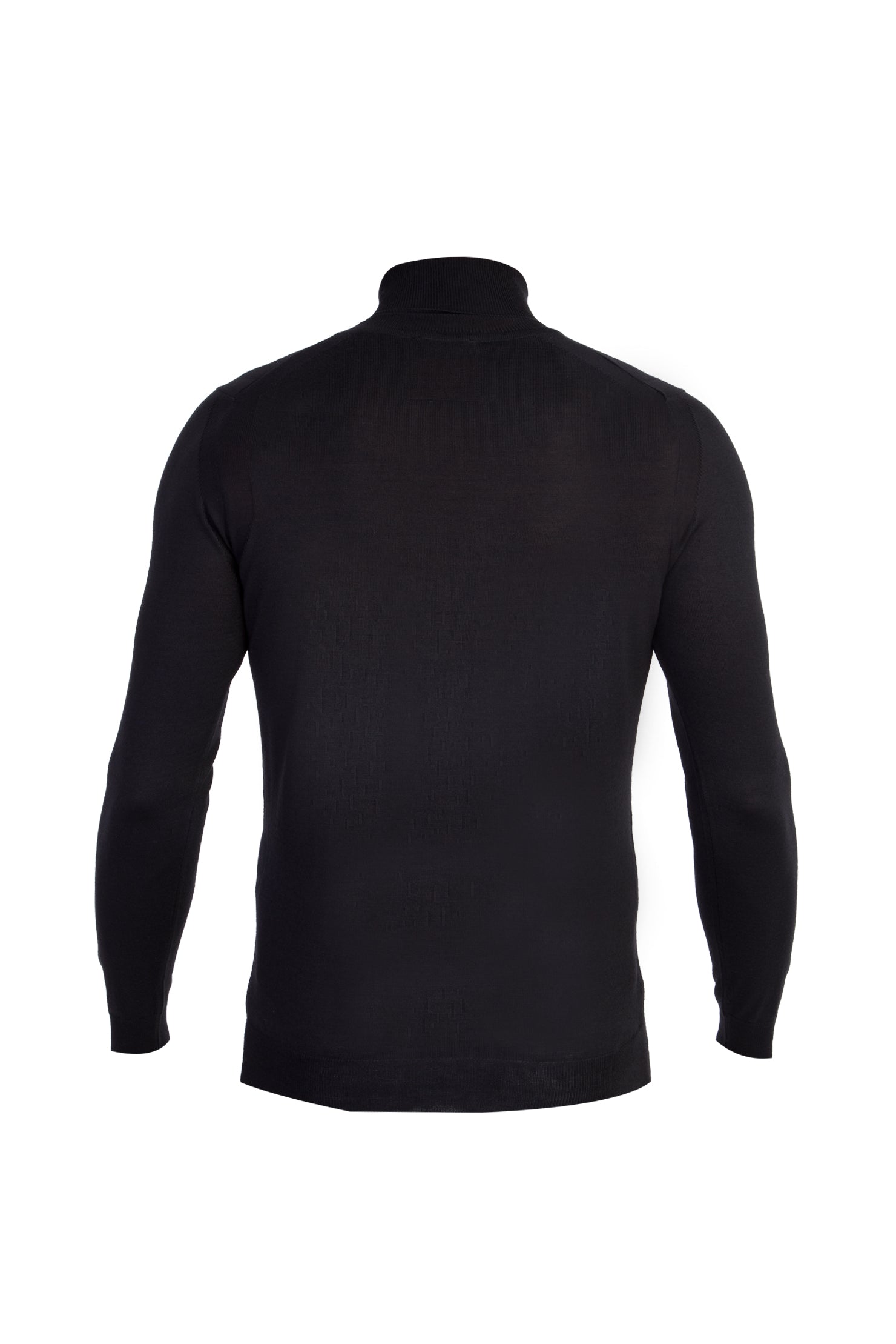 Siyah Balıkçı Yaka Regular Fit Yünlü Triko Kazak