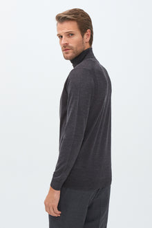 Antrasit Balıkçı Yaka Yünlü Regular Fit Triko Kazak
