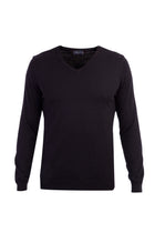 Siyah V Yaka Regular Fit Pamuk Triko Kazak