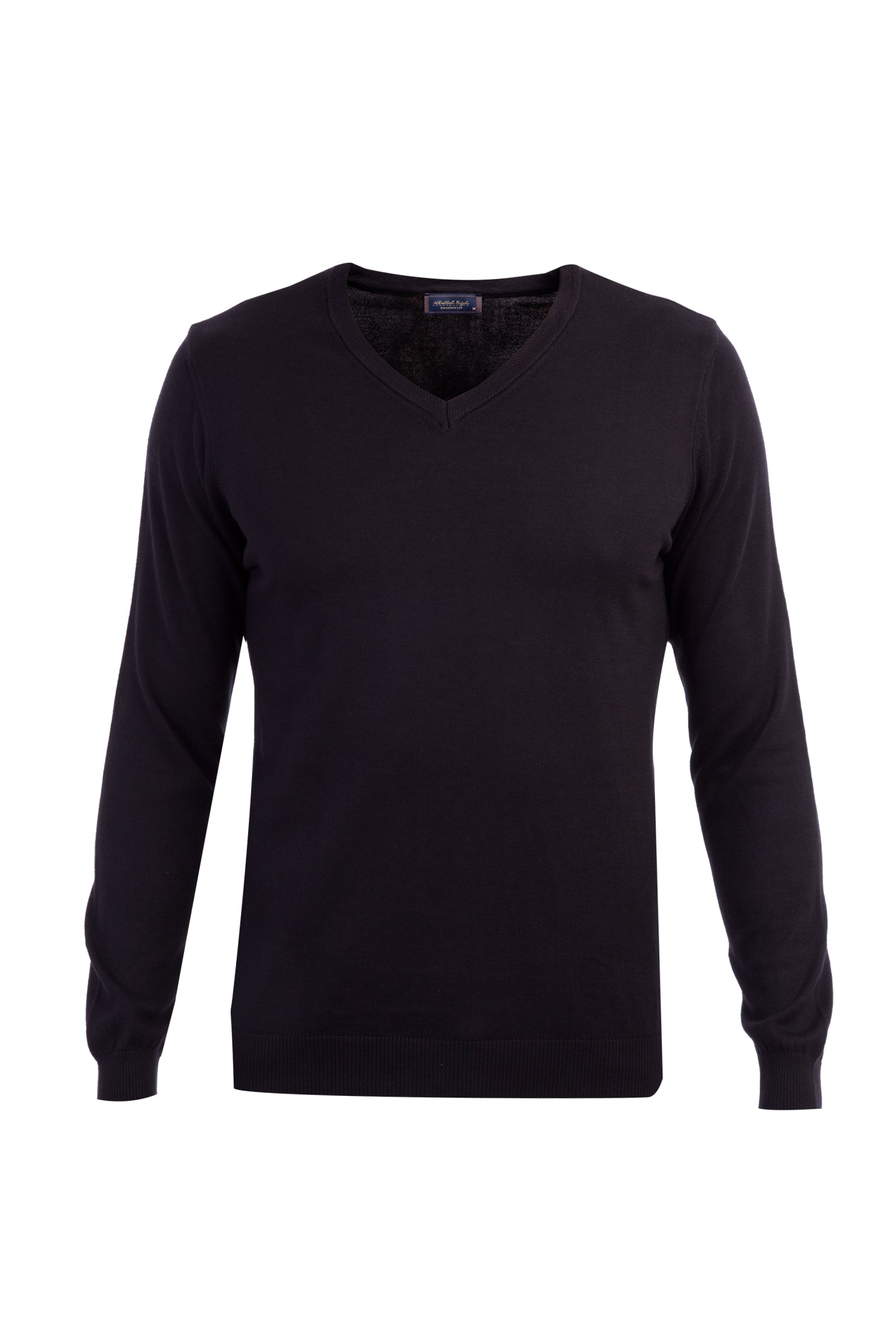 Siyah V Yaka Regular Fit Pamuk Triko Kazak