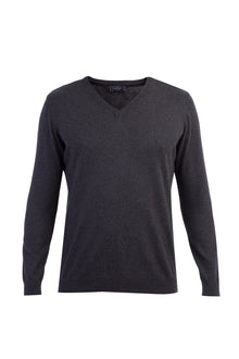 Antrasit V Yaka Regular Fit Pamuk Triko Kazak