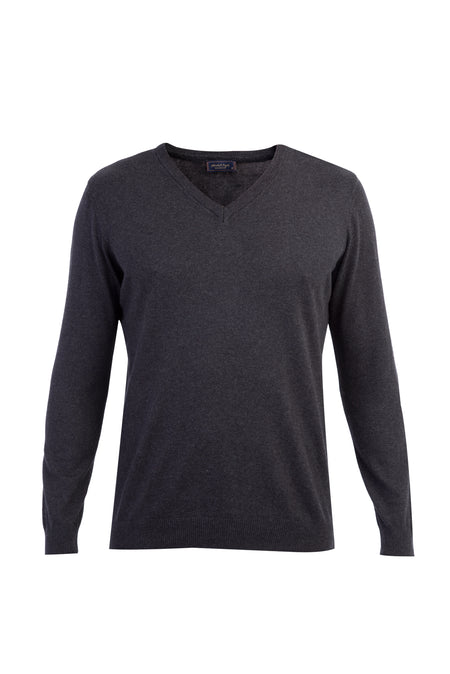 Antrasit V Yaka Regular Fit Pamuk Triko Kazak