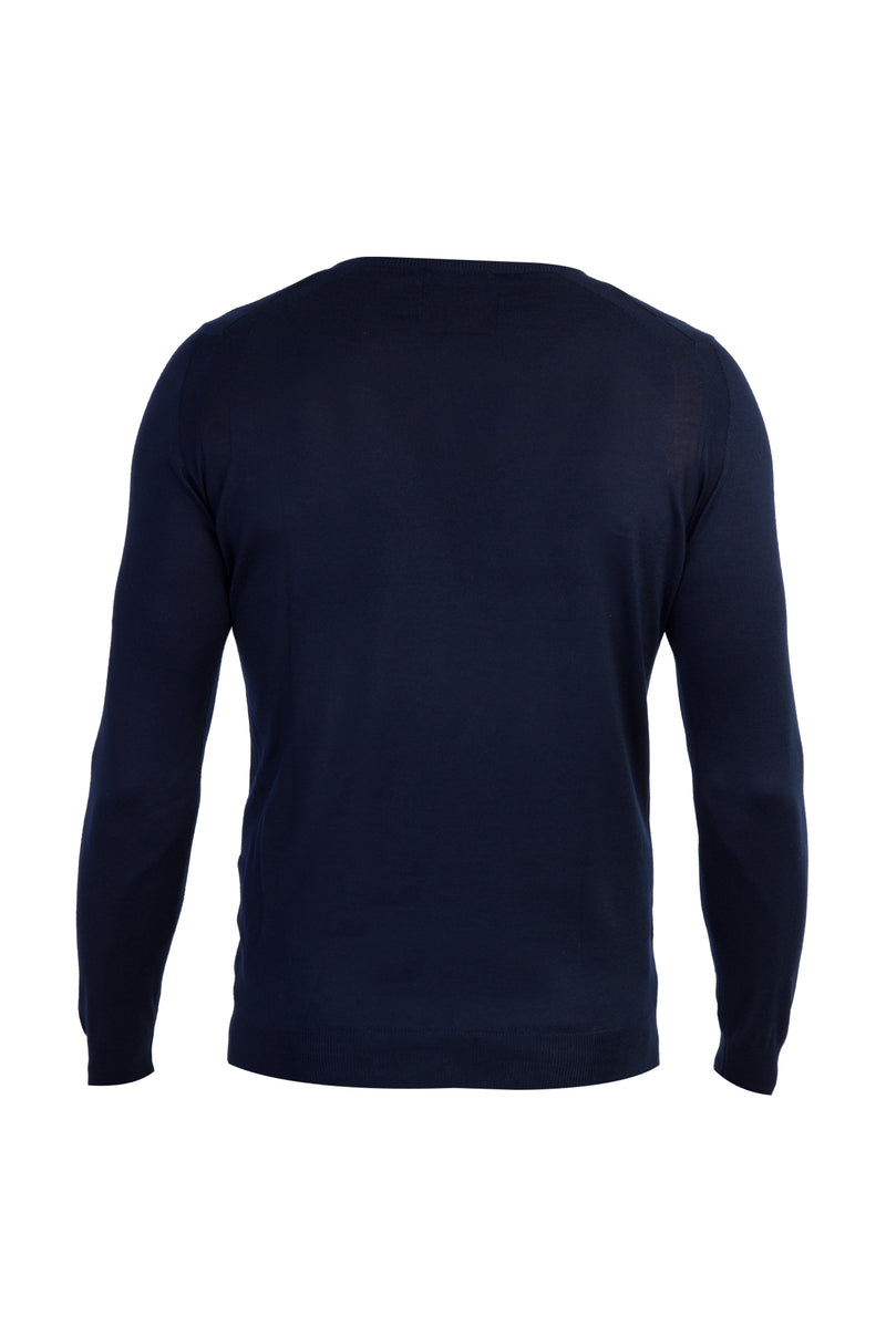 Lacivert V Yaka Yünlü Regular Fit Triko Kazak