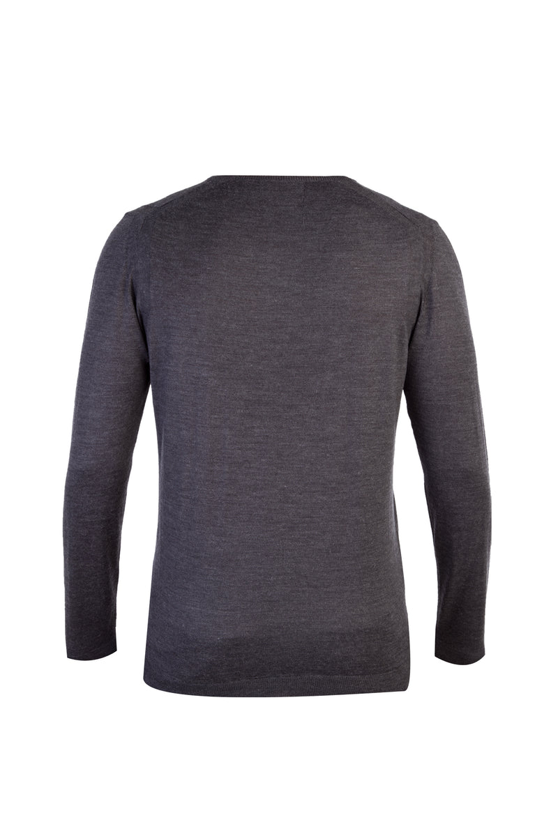 Antrasit V Yaka Regular Fit Yünlü Triko Kazak