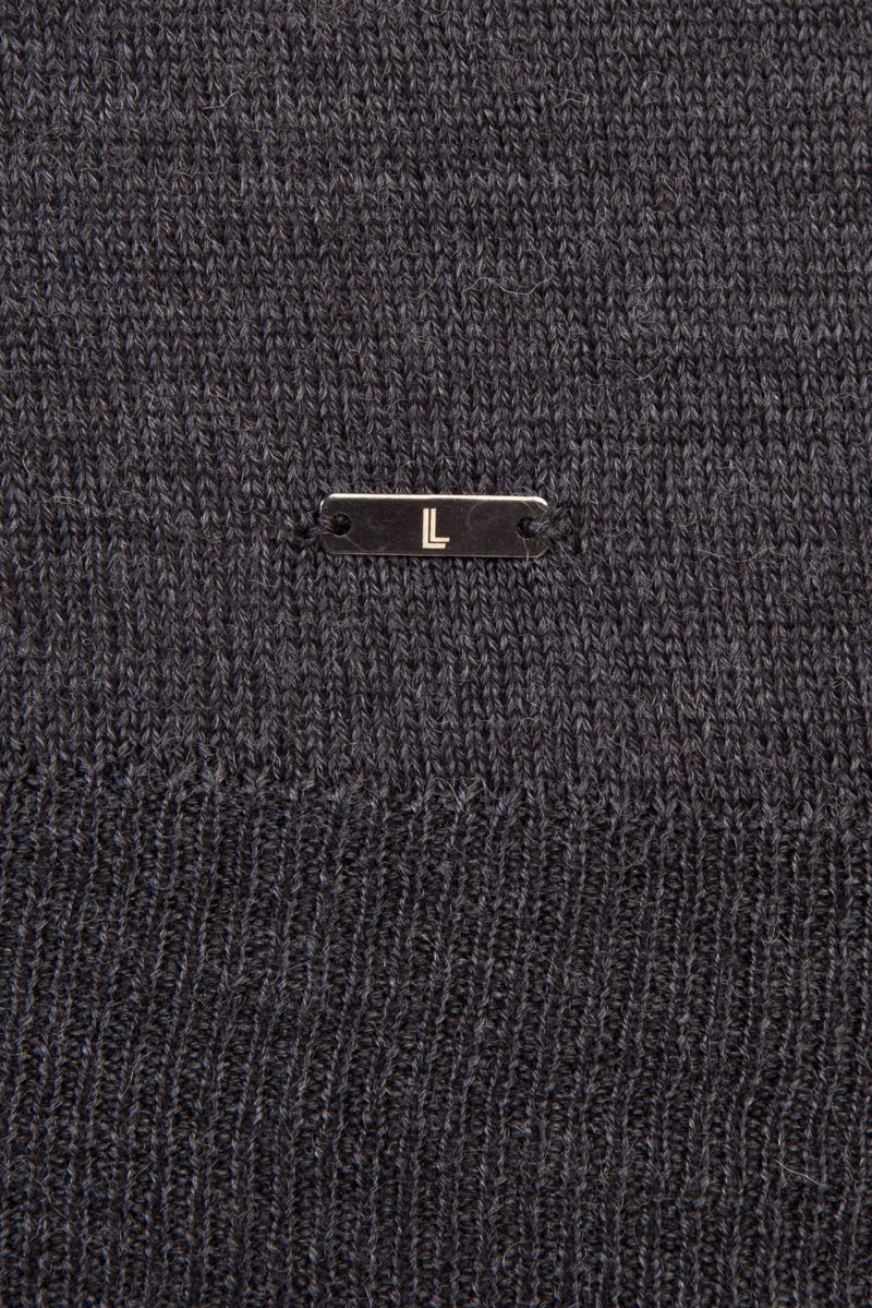 Antrasit V Yaka Regular Fit Yünlü Triko Kazak