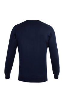 Lacivert V Yaka Regular Fit Yünlü Triko Kazak