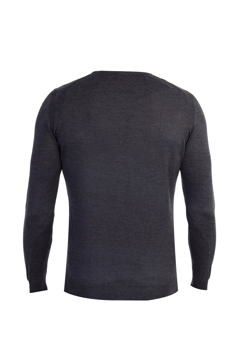 Antrasit Bisiklet Yaka Regular Fit Yünlü Triko Kazak
