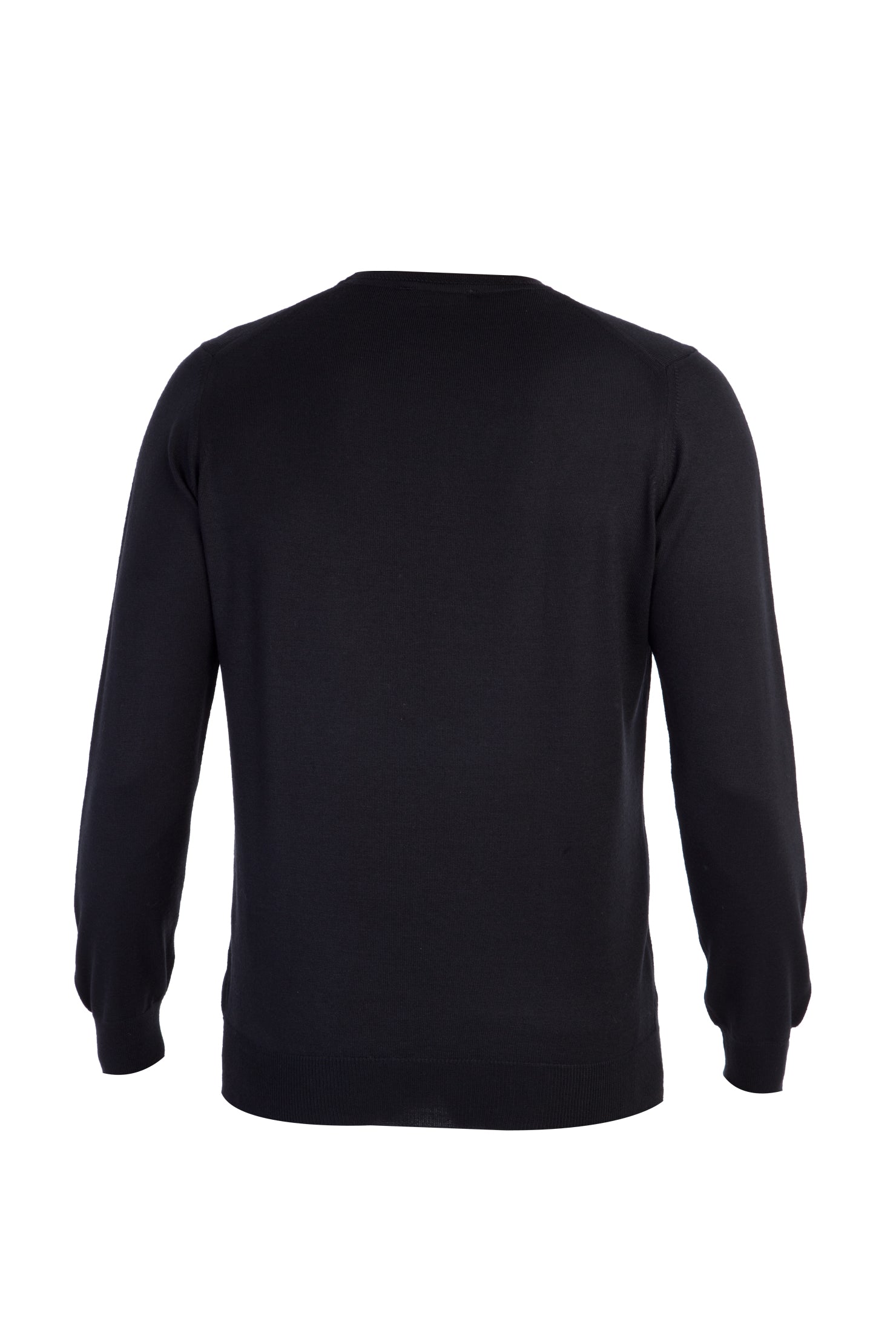 Siyah Bisiklet Yaka Regular Fit Yünlü Triko Kazak