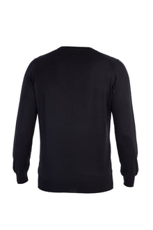 Siyah Bisiklet Yaka Regular Fit Yünlü Triko Kazak