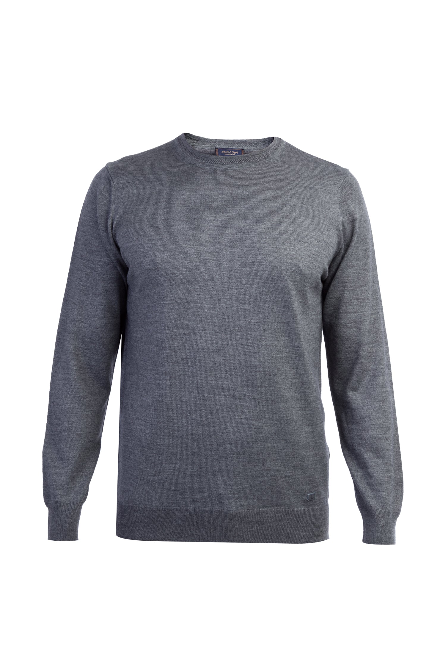 Orta Füme Bisiklet Yaka Regular Fit Yünlü Triko Kazak