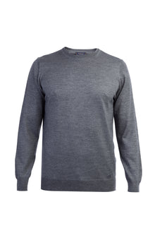 Orta Füme Bisiklet Yaka Regular Fit Yünlü Triko Kazak