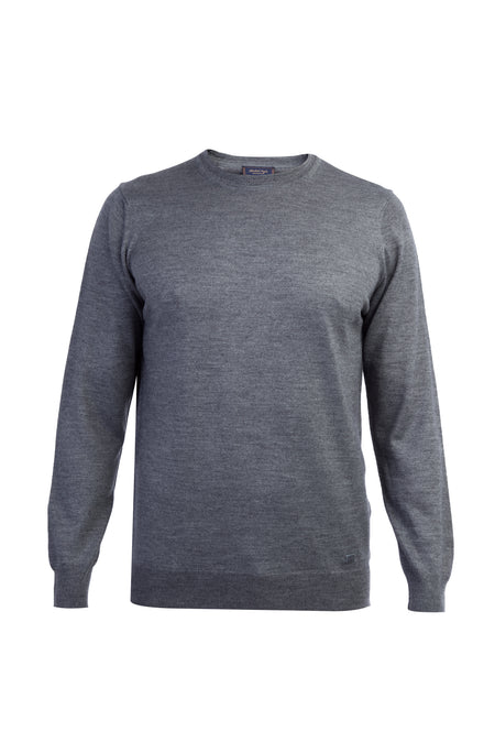 Orta Füme Bisiklet Yaka Regular Fit Yünlü Triko Kazak