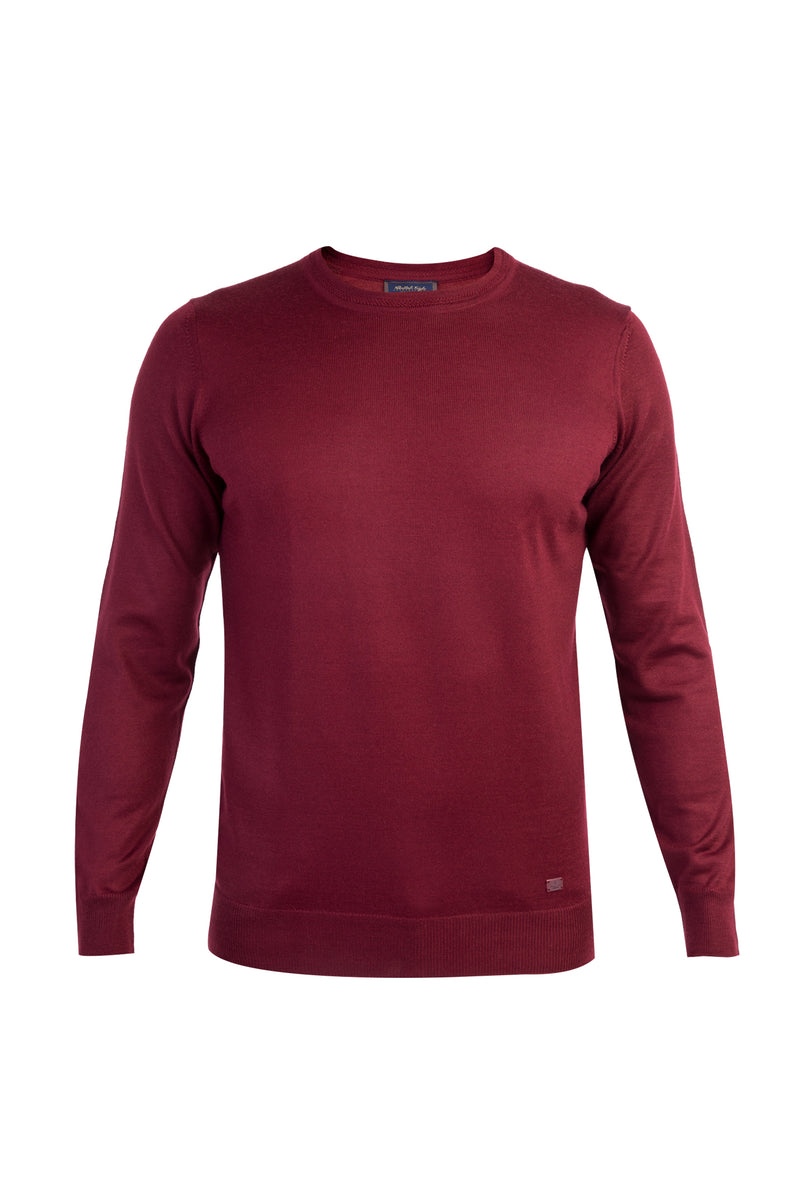 Bordo Bisiklet Yaka Regular Fit Yünlü Triko Kazak