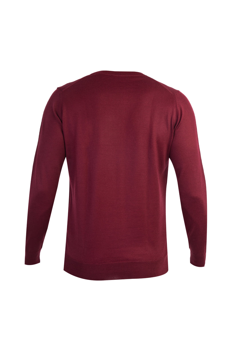 Bordo Bisiklet Yaka Regular Fit Yünlü Triko Kazak