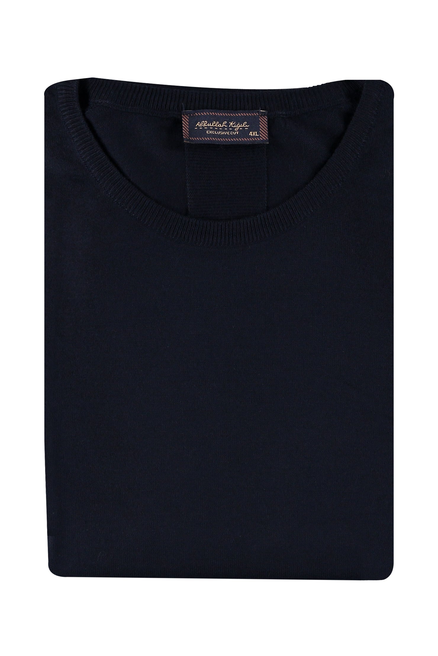 Lacivert Büyük Beden Bisiklet Yaka Regular Fit Yünlü Triko Kazak