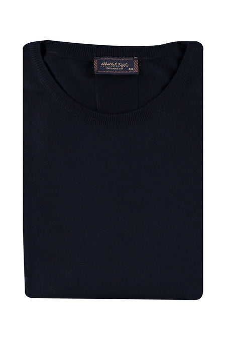 Lacivert Büyük Beden Bisiklet Yaka Regular Fit Yünlü Triko Kazak