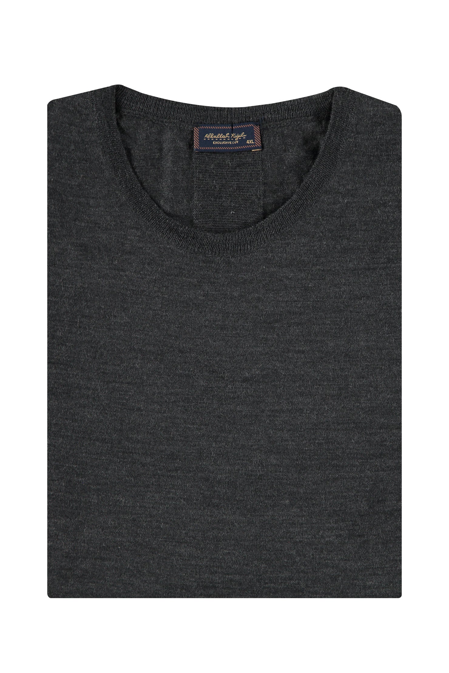 Antrasit Büyük Beden Bisiklet Yaka Regular Fit Yünlü Triko Kazak