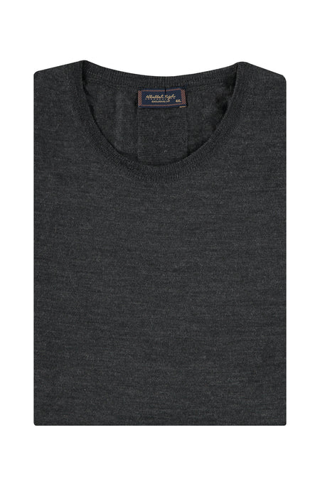 Antrasit Büyük Beden Bisiklet Yaka Regular Fit Yünlü Triko Kazak