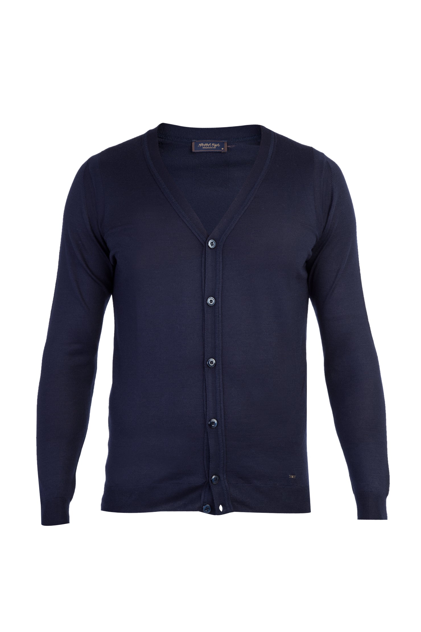 Lacivert Regular Fit Yünlü Düğmeli Hırka