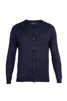 Lacivert Regular Fit Yünlü Düğmeli Hırka