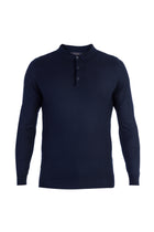 Lacivert Polo Yaka Slim Fit Dar Kesim Yünlü Desenli Triko Kazak