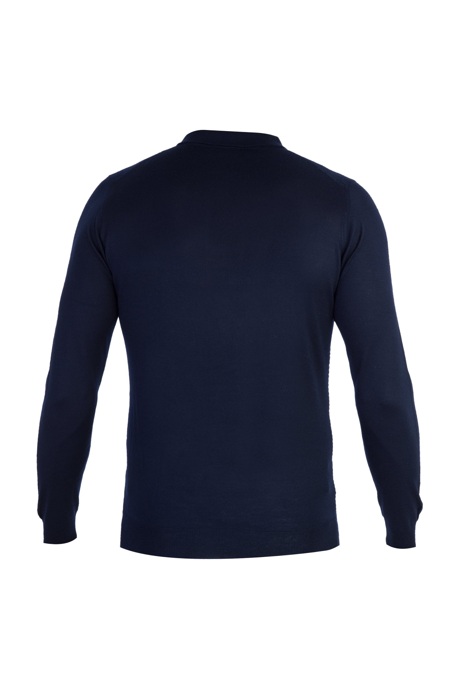 Lacivert Polo Yaka Slim Fit Dar Kesim Yünlü Desenli Triko Kazak