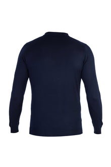 Lacivert Polo Yaka Slim Fit Dar Kesim Yünlü Desenli Triko Kazak