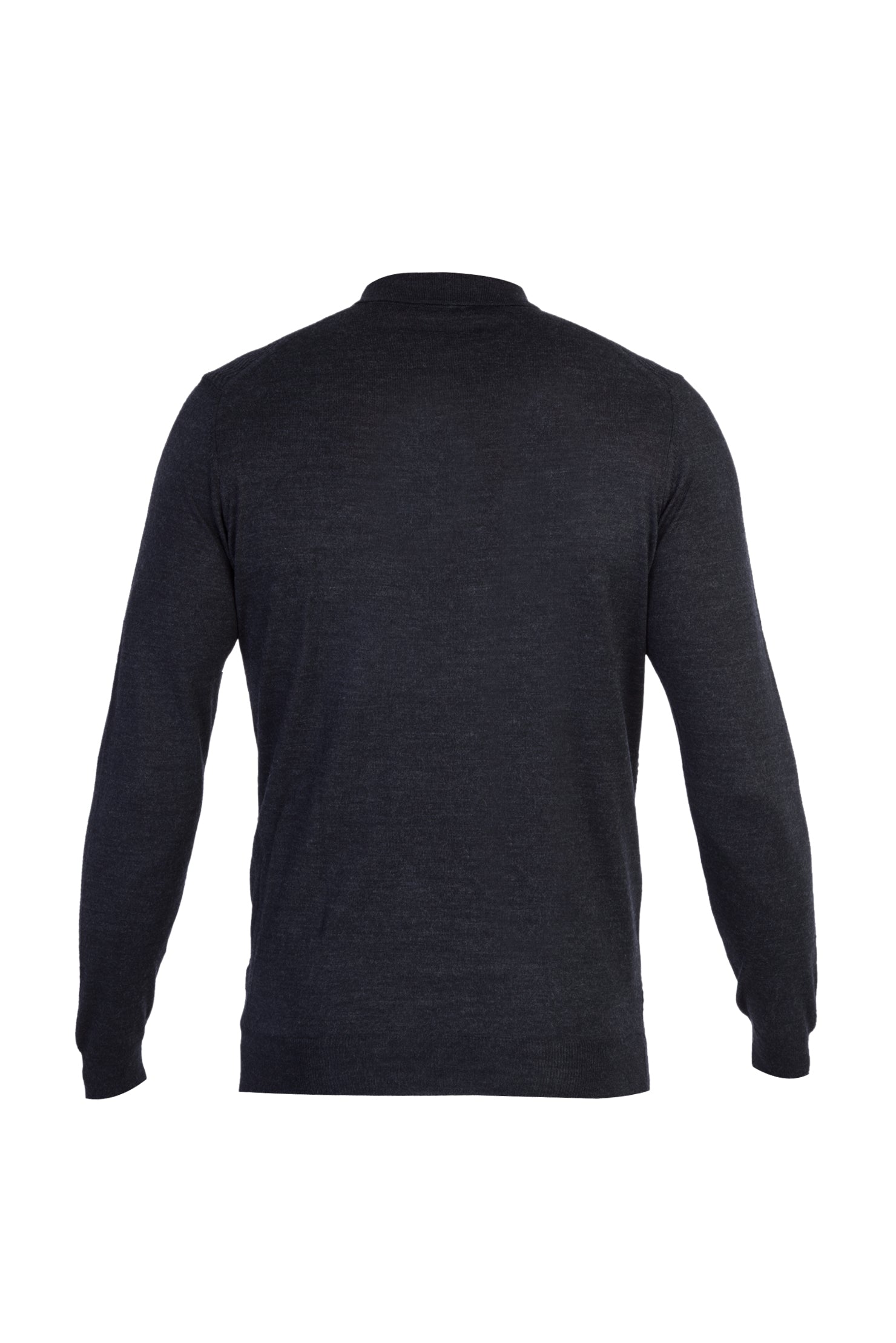 Antrasit Polo Yaka Slim Fit Dar Kesim Yünlü Desenli Triko Kazak