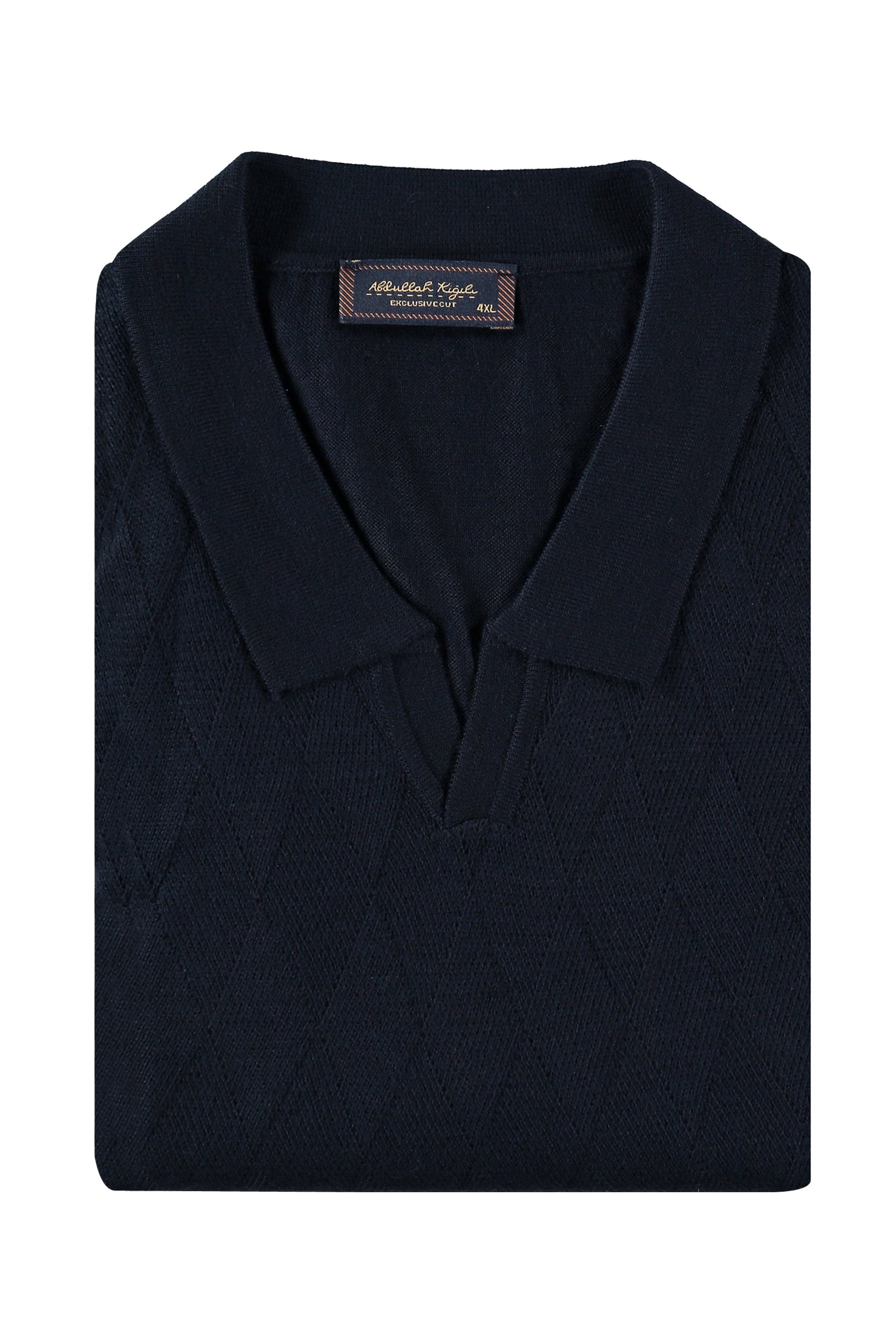 Lacivert Büyük Beden Polo Yaka Regular Fit Yünlü Triko Kazak