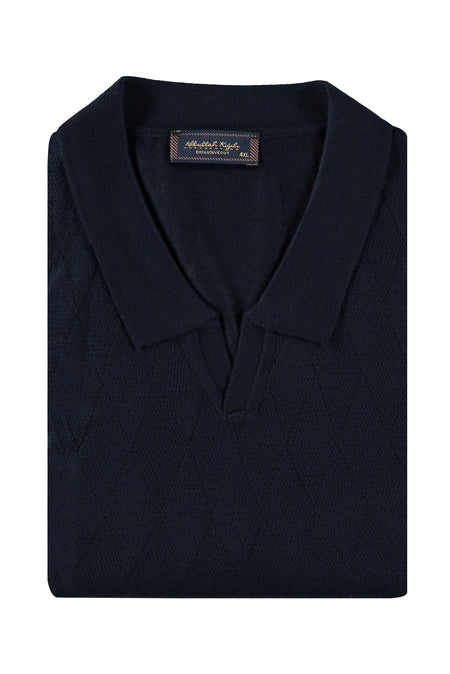 Lacivert Büyük Beden Polo Yaka Regular Fit Yünlü Triko Kazak