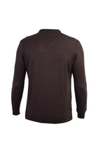 Kahve Şal Yaka Regular Fit Yünlü Desenli Triko Kazak