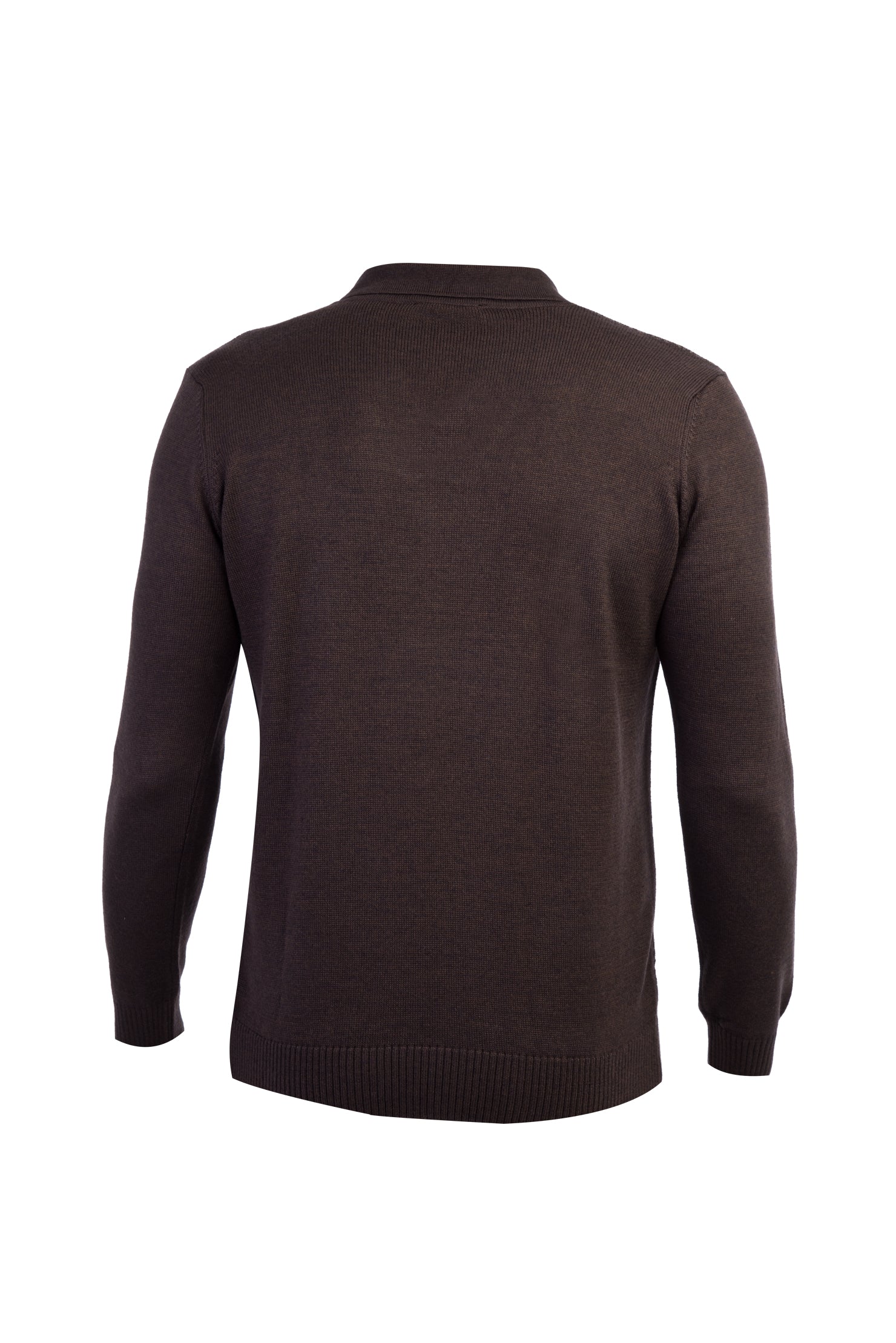 Kahve Şal Yaka Regular Fit Yünlü Desenli Triko Kazak