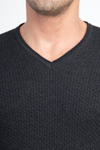 Antrasit V Yaka Slim Fit Dar Kesim Yünlü Triko Kazak