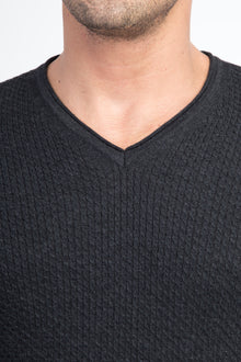 Antrasit V Yaka Slim Fit Dar Kesim Yünlü Triko Kazak