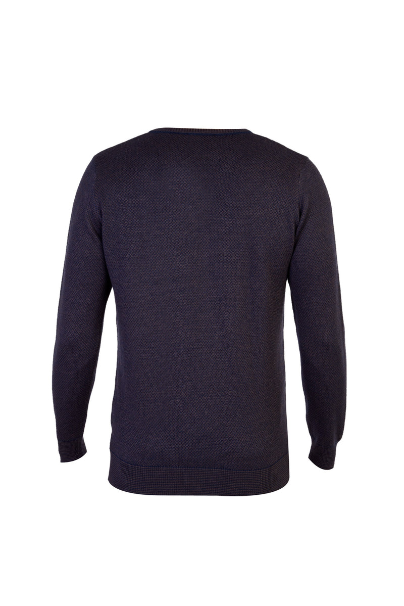 Lacivert V Yaka Regular Fit Yünlü Triko Kazak