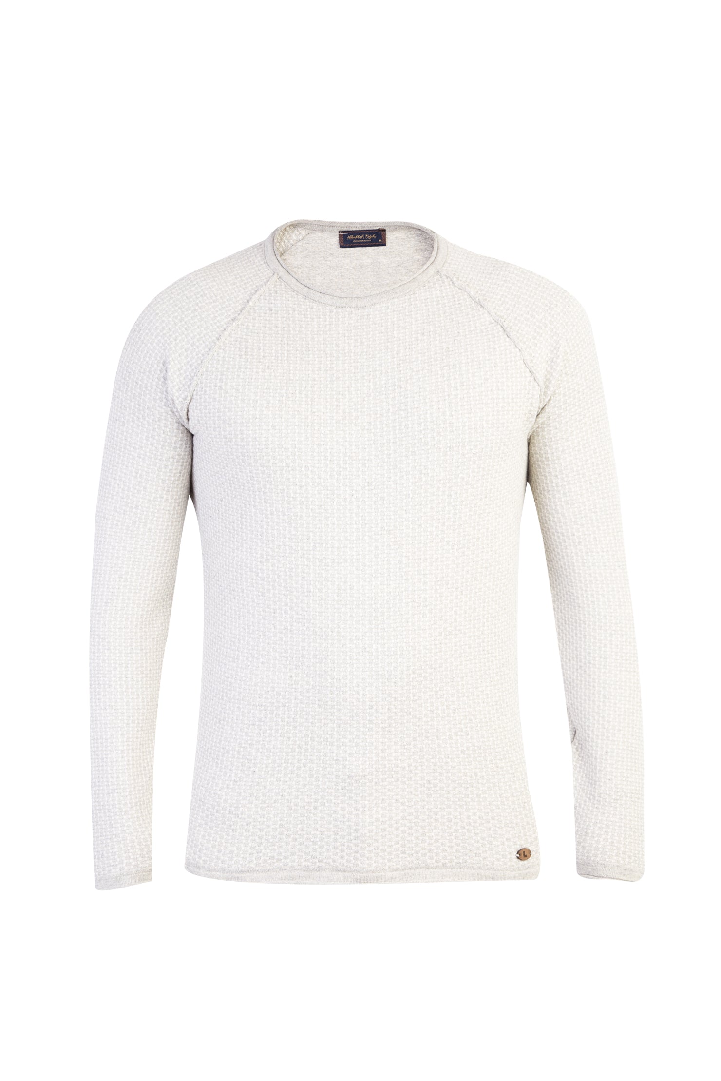 Açık Gri Bisiklet Yaka Slim Fit Dar Kesim Triko Kazak
