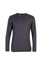 Antrasit Bisiklet Yaka Regular Fit Yünlü Çizgili Triko Kazak