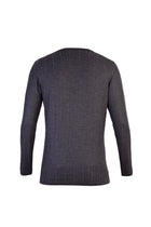 Antrasit Bisiklet Yaka Regular Fit Yünlü Çizgili Triko Kazak