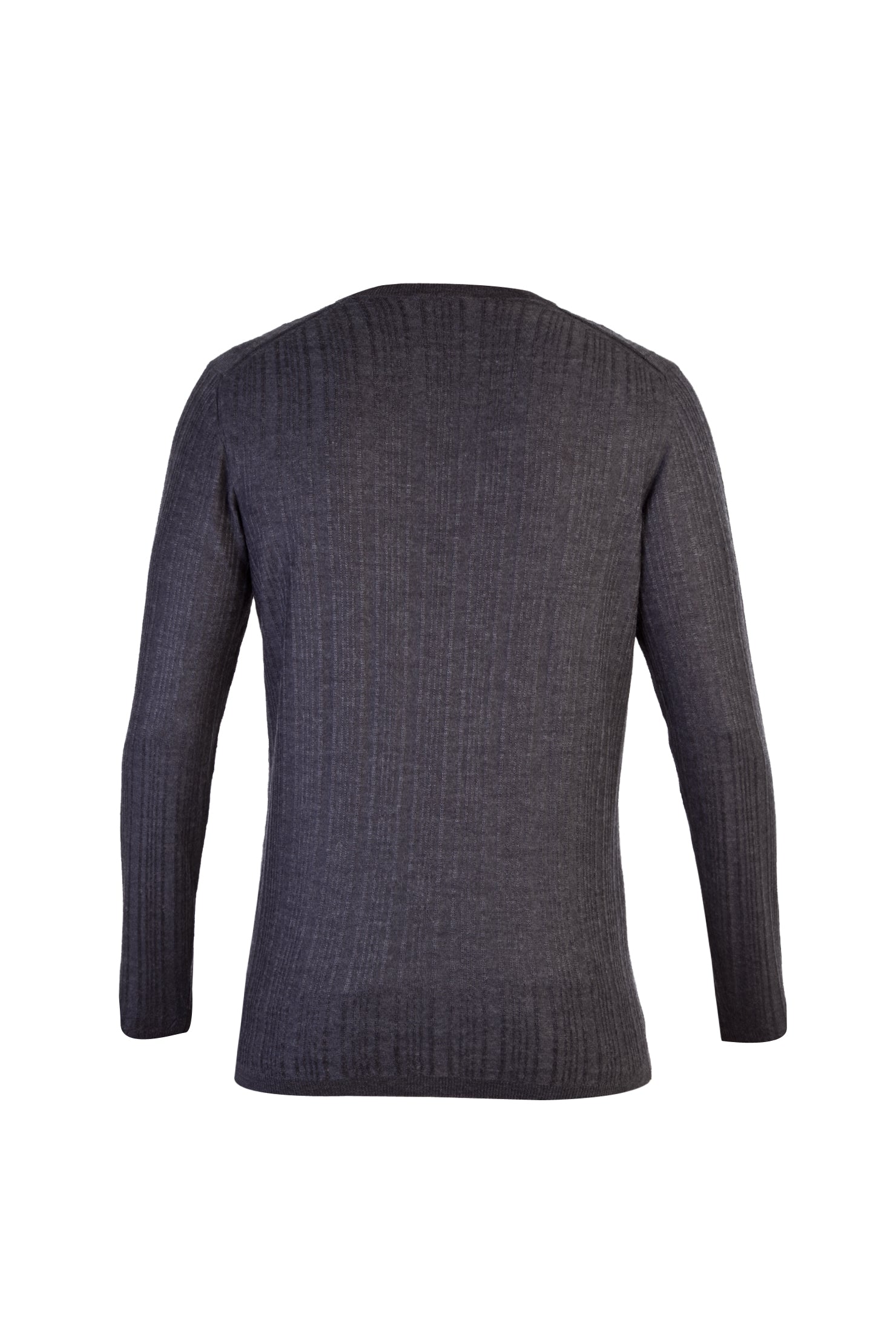 Antrasit Bisiklet Yaka Regular Fit Yünlü Çizgili Triko Kazak