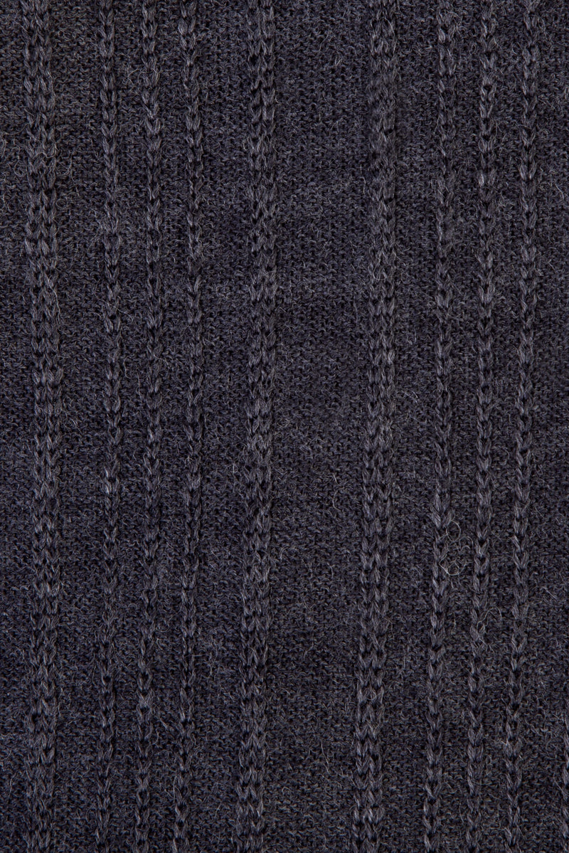 Antrasit Bisiklet Yaka Regular Fit Yünlü Çizgili Triko Kazak